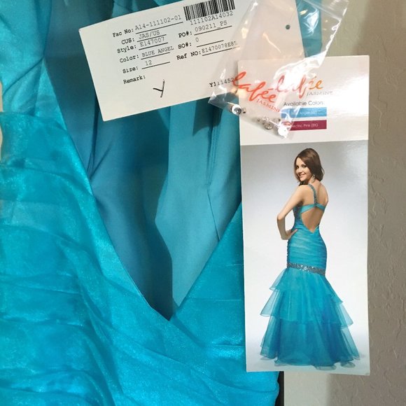 RARE Lafee Jasmine Pageant Prom Mermaid Party Dress Blue 12 NWT - Picture 3 of 12